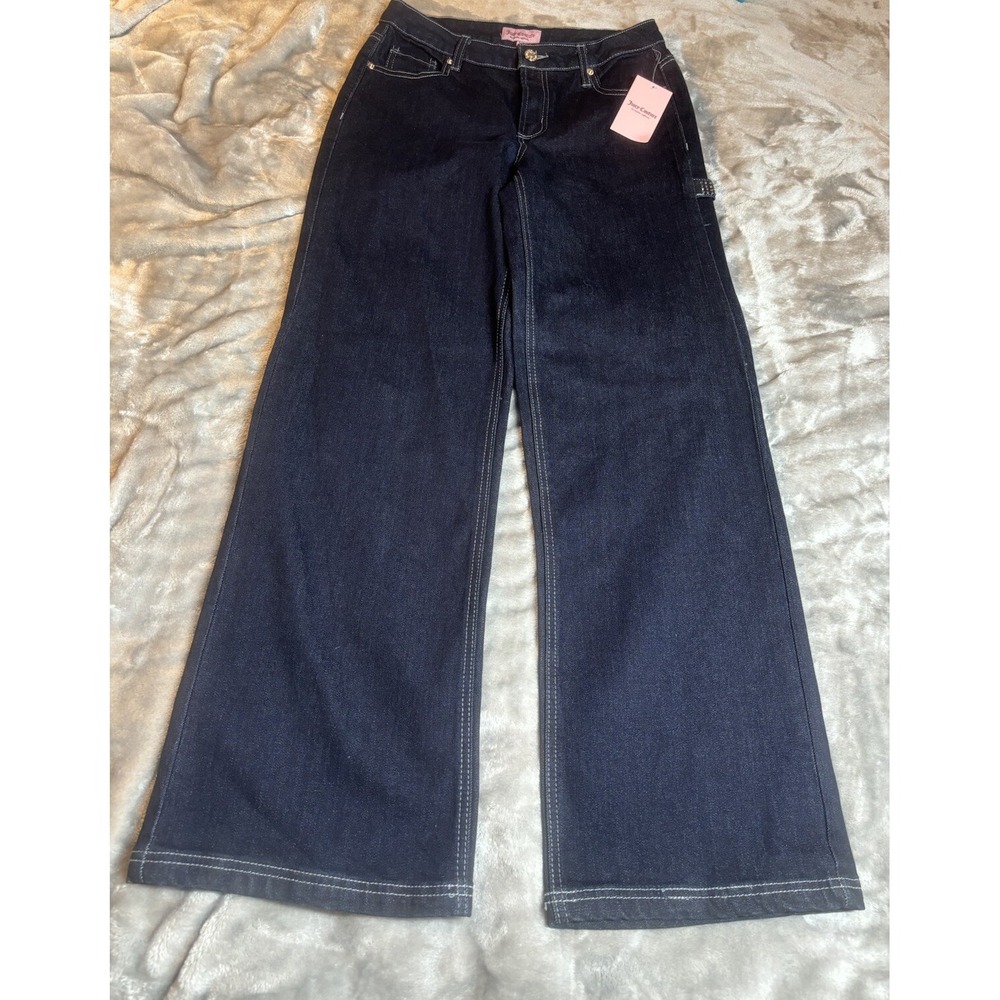 NWT Juicy Couture Jeans Women's 7/28 Rhinestone Abbot Dark Hammerlock Rinse